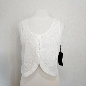 NEW Chloe K White Lace Crop Blouse Size L